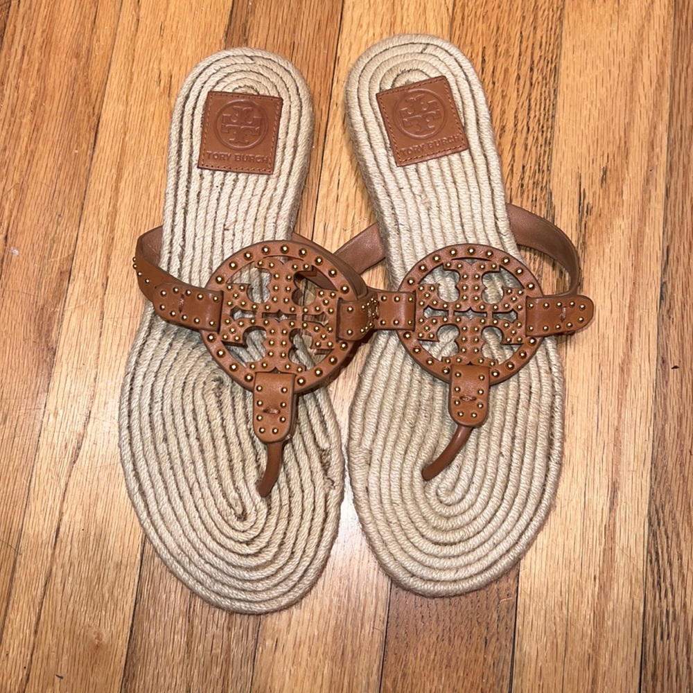 Tory Burch Studded Miller Espadrille Sandals Size 10